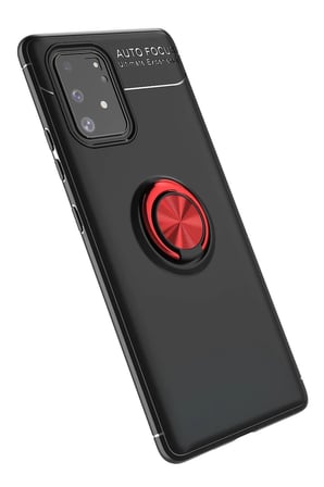 Uray store Samsung Galaxy A91 / S10 Lite Kılıf Range Yüzüklü Silikon - Siyah-Kırmızı