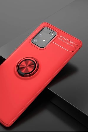 Uray store Samsung Galaxy A91 / S10 Lite Kılıf Range Yüzüklü Silikon - Kırmızı