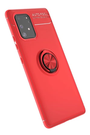 Uray store Samsung Galaxy A91 / S10 Lite Kılıf Range Yüzüklü Silikon - Kırmızı