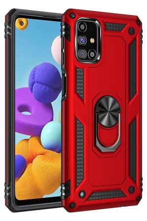 Uray store Samsung Galaxy M31S Kılıf Sofya Yüzüklü Silikon Kapak - Kırmızı