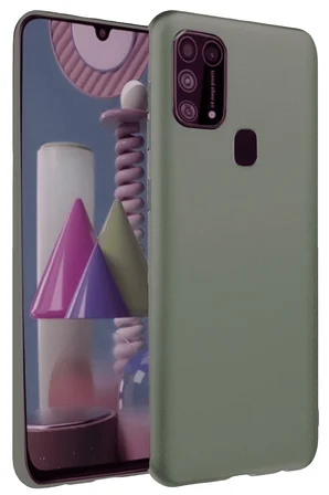 Uray store Samsung Galaxy M31 Kılıf Nano içi Kadife Silikon - Koyu Yeşil