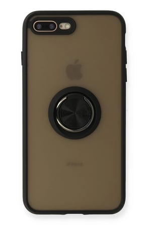 Uray store Apple iPhone 7 Plus Kılıf Montreal Yüzüklü Silikon Kapak - Siyah