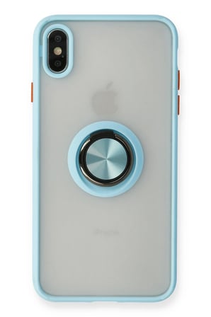 Uray store Apple iPhone X Kılıf Montreal Yüzüklü Silikon Kapak - Buz Mavi