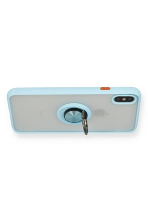 Uray store Apple iPhone XS Max Kılıf Montreal Yüzüklü Silikon Kapak - Buz Mavi