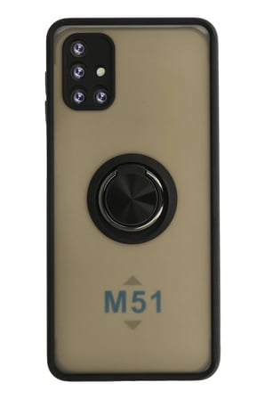 Uray store Samsung Galaxy M51 Kılıf Montreal Yüzüklü Silikon Kapak - Siyah