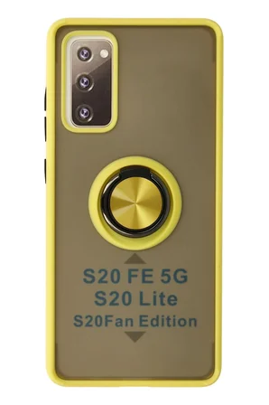 Uray store Samsung Galaxy S20 FE Kılıf Montreal Yüzüklü Silikon Kapak - Sarı