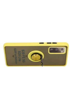 Uray store Samsung Galaxy S20 FE Kılıf Montreal Yüzüklü Silikon Kapak - Sarı