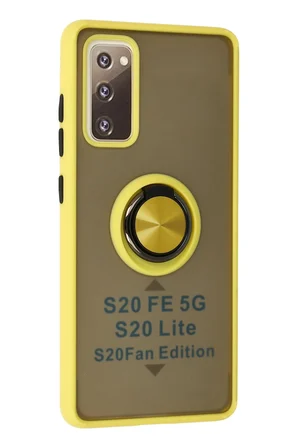 Uray store Samsung Galaxy S20 FE Kılıf Montreal Yüzüklü Silikon Kapak - Sarı