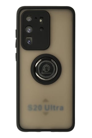 Uray store Samsung Galaxy S20 Ultra Kılıf Montreal Yüzüklü Silikon Kapak - Siyah