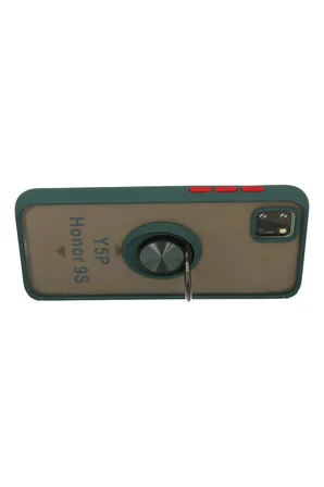 Uray store Huawei Y5P Kılıf Montreal Yüzüklü Silikon Kapak - Yeşil