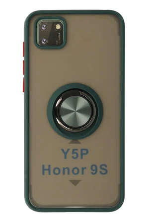 Uray store Huawei Y5P Kılıf Montreal Yüzüklü Silikon Kapak - Yeşil