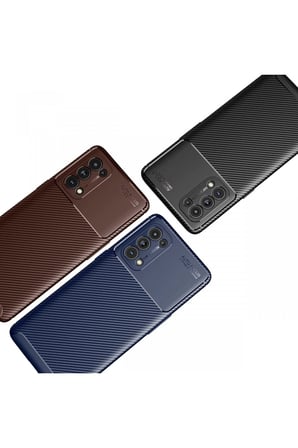 Uray store Oppo Reno 5 Pro Kılıf Auto Focus Karbon Kapak - Kahverengi