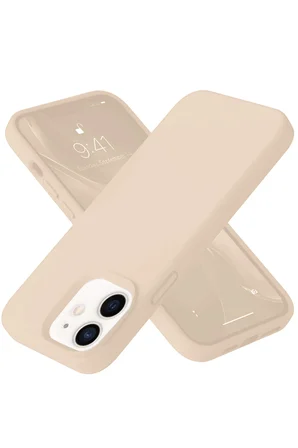 Uray store Apple iPhone 12 Kılıf Nano içi Kadife Silikon - Pudra