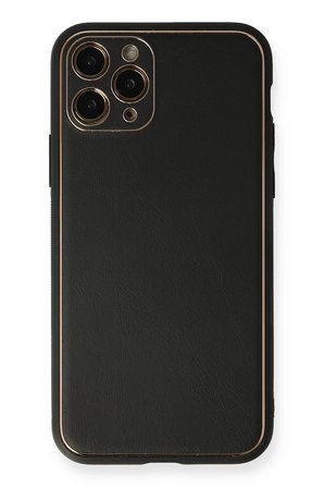 Uray store Apple iPhone 11 Pro Max Kılıf Coco Deri Silikon Kapak - Siyah
