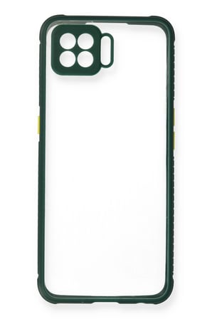 Uray store Oppo Reno 4 Lite Kılıf Miami Şeffaf Silikon - Koyu Yeşil