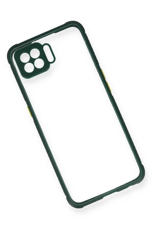 Uray store Oppo Reno 4 Lite Kılıf Miami Şeffaf Silikon - Koyu Yeşil