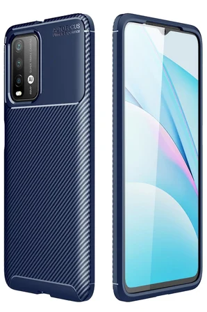 Uray store Xiaomi Redmi 9T Kılıf Auto Focus Karbon Kapak - Lacivert