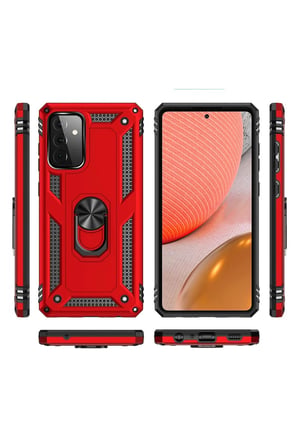Uray store Samsung Galaxy A72 Kılıf Sofya Yüzüklü Silikon Kapak - Kırmızı