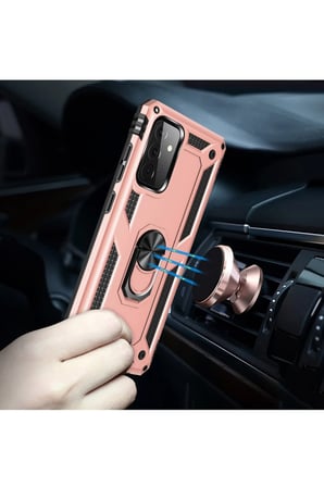 Uray store Samsung Galaxy A72 Kılıf Sofya Yüzüklü Silikon Kapak - Rose
