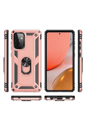 Uray store Samsung Galaxy A72 Kılıf Sofya Yüzüklü Silikon Kapak - Rose