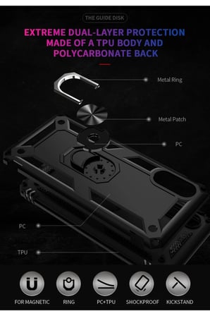 Uray store Samsung Galaxy A02 Kılıf Sofya Yüzüklü Silikon Kapak - Siyah
