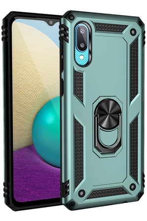 Uray store Samsung Galaxy A02 Kılıf Sofya Yüzüklü Silikon Kapak - Yeşil