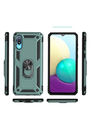 Uray store Samsung Galaxy A02 Kılıf Sofya Yüzüklü Silikon Kapak - Yeşil