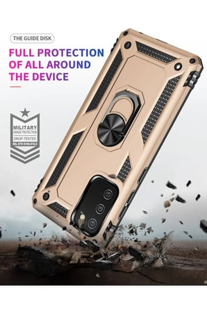 Uray store Samsung Galaxy A02S Kılıf Sofya Yüzüklü Silikon Kapak - Gold