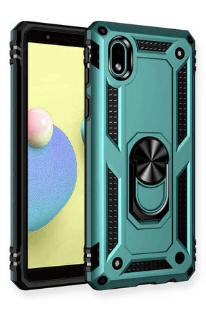 Uray store Samsung Galaxy A01 Core Kılıf Sofya Yüzüklü Silikon Kapak - Yeşil