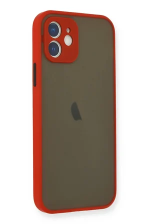 Uray store Apple iPhone 12 Mini Kılıf Montreal Silikon Kapak - Kırmızı