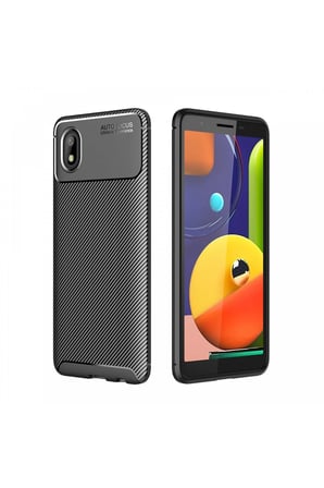 Uray store Samsung Galaxy A01 Core Kılıf Auto Focus Karbon Kapak - Siyah