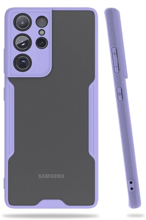 Uray store Samsung Galaxy S21 Ultra Kılıf Platin Silikon - Lila