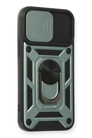 Uray store Apple iPhone 12 Kılıf Pars Lens Yüzüklü Silikon - Yeşil