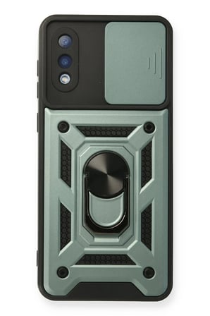 Uray store Samsung Galaxy A02 Kılıf Pars Lens Yüzüklü Silikon - Yeşil
