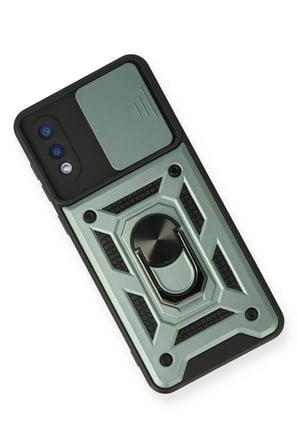 Uray store Samsung Galaxy A02 Kılıf Pars Lens Yüzüklü Silikon - Yeşil