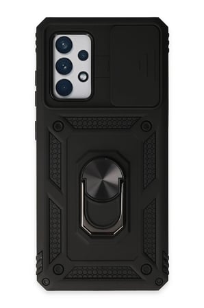 Uray store Samsung Galaxy A72 Kılıf Pars Lens Yüzüklü Silikon - Siyah
