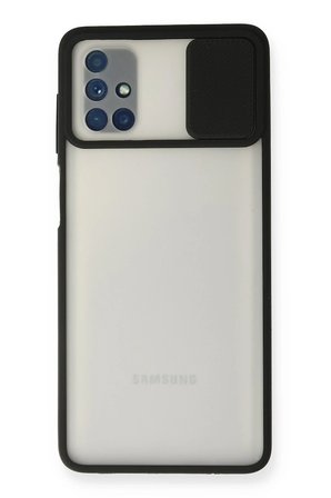 Uray store Samsung Galaxy M51 Kılıf Palm Buzlu Kamera Sürgülü Silikon - Siyah