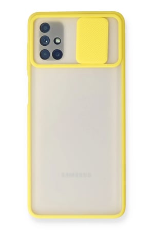 Uray store Samsung Galaxy M51 Kılıf Palm Buzlu Kamera Sürgülü Silikon - Sarı