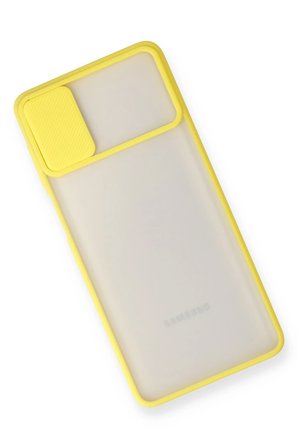Uray store Samsung Galaxy M51 Kılıf Palm Buzlu Kamera Sürgülü Silikon - Sarı