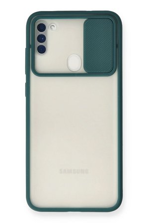 Uray store Samsung Galaxy A11 Kılıf Palm Buzlu Kamera Sürgülü Silikon - Yeşil