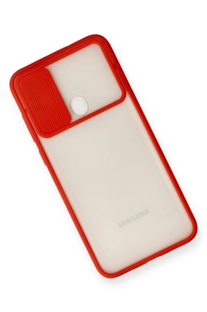 Uray store Samsung Galaxy A11 Kılıf Palm Buzlu Kamera Sürgülü Silikon - Kırmızı