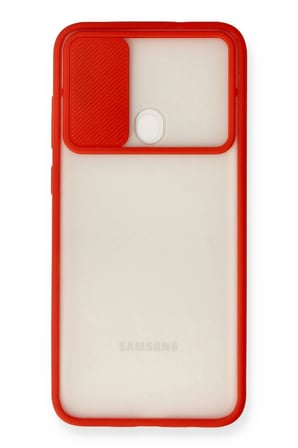 Uray store Samsung Galaxy A11 Kılıf Palm Buzlu Kamera Sürgülü Silikon - Kırmızı