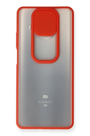 Uray store Xiaomi Mi 10T Lite Kılıf Palm Buzlu Kamera Sürgülü Silikon - Kırmızı