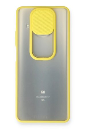 Uray store Xiaomi Mi 10T Lite Kılıf Palm Buzlu Kamera Sürgülü Silikon - Sarı