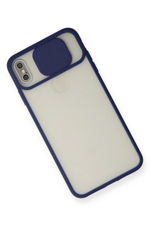 Uray store Apple iPhone XS Max Kılıf Palm Buzlu Kamera Sürgülü Silikon - Lacivert