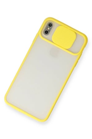 Uray store Apple iPhone XS Max Kılıf Palm Buzlu Kamera Sürgülü Silikon - Sarı