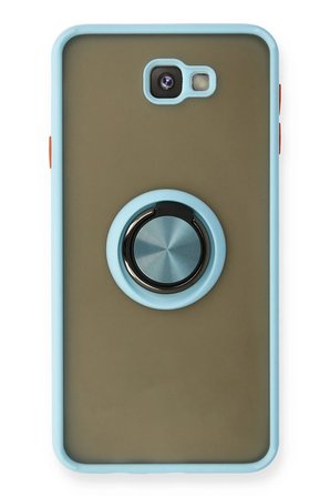 Uray store Samsung Galaxy J7 Prime Kılıf Montreal Yüzüklü Silikon Kapak - Buz Mavi