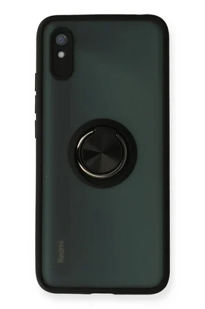 Uray store Xiaomi Redmi 9A Kılıf Montreal Yüzüklü Silikon Kapak - Siyah