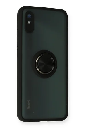 Uray store Xiaomi Redmi 9A Kılıf Montreal Yüzüklü Silikon Kapak - Siyah