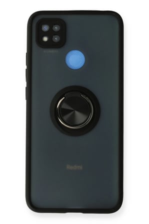 Uray store Xiaomi Redmi 9C Kılıf Montreal Yüzüklü Silikon Kapak - Siyah
